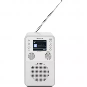 Radio digital TECHNISAT DigitRadio 317 blanca — recepción FM y DAB+, diseño de sobremesa compacto