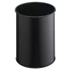 Papelera redonda poliéster acero negro robusta 330101