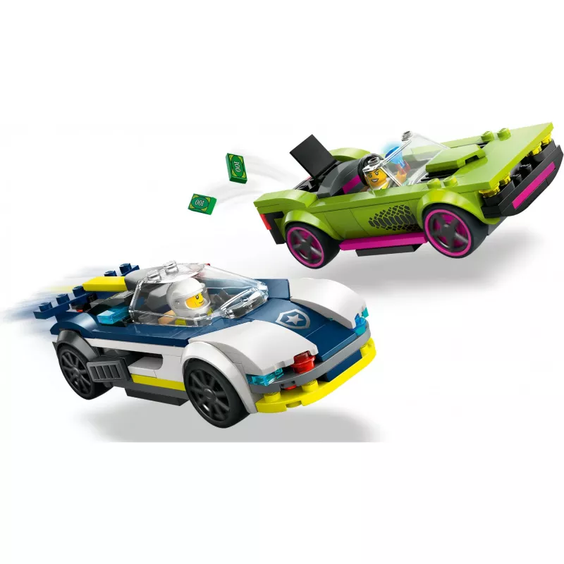 LEGO City Set de juego 60415 Persecución de coche de policía y muscle car — 213 piezas, 2 minifiguras, edad 6+