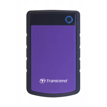 StoreJet 25H2 2.5 pulgadas HDD portátil 2TBUSB 3.0 a prueba de golpes con funda de silicona gris oscuro y funda morada botón de copia de seguridad con un toque