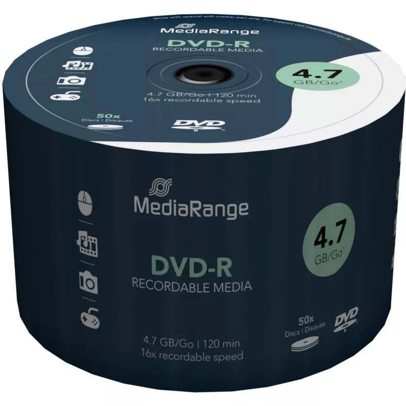MediaRange - 50 x DVD-R - 4,7GB (120 min) 16x - Spindle (MR444)