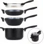 Juego de ollas Russell Hobbs RH01840EU7 – 4 piezas apilables, marmolado metálico