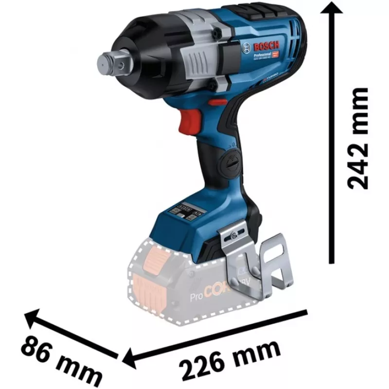 Atornillador de impacto a batería Bosch GDS 18V-1600 HC — 18 V, BITURBO, requiere 2 baterías ProCORE18V 8.0Ah