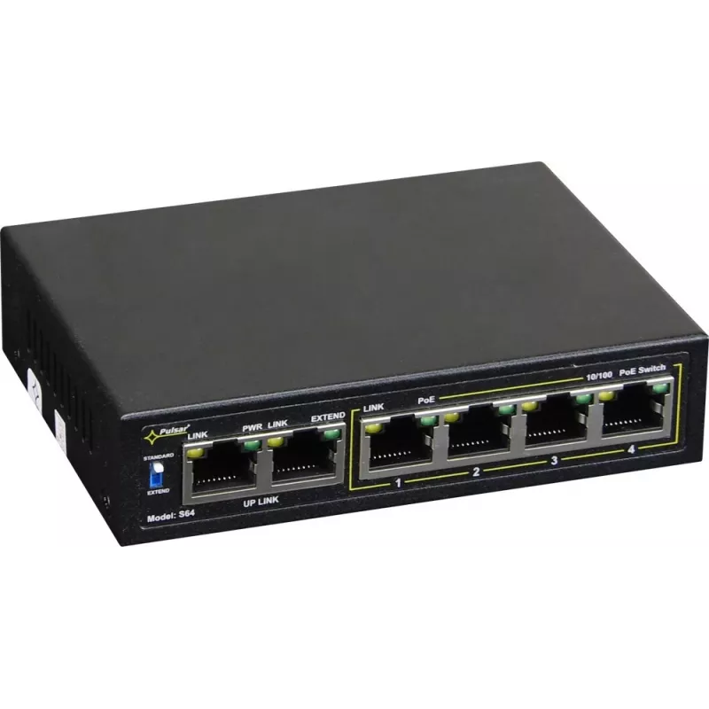 Switch de red PULSAR Switch POE Pulsar S64 4 puertos 2 uplink
