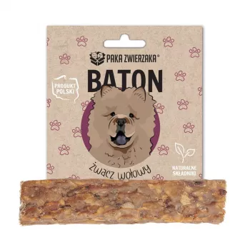 Snack de higiene dental para perros PAKA ZWIERZAKA Beef Rumen Bar 12 cm, 35 g, sabor ternera, perros adultos, sin soja, sin azúcar