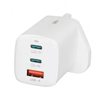 iBOX C-65 blanco, cargador universal GaN 65W con conector macho UK