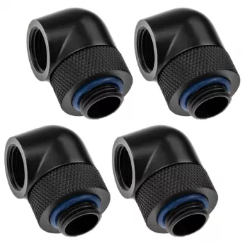 Adaptador 90° G1/4 pulgadas rosca macho a G1/4 pulgadas rosca hembra giratorio, XSPC, negro, pack de 4