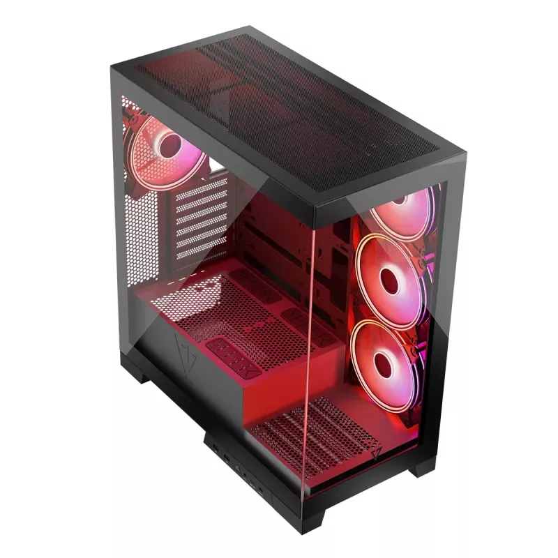 Caja de PC MODECOM Volcano SPACE APEX ARGB Midi Tower, cristal templado, USB-C, compatible con ATX/microATX/Mini-ITX, GPU hasta 430 mm, disipador de CPU hasta 180 mm