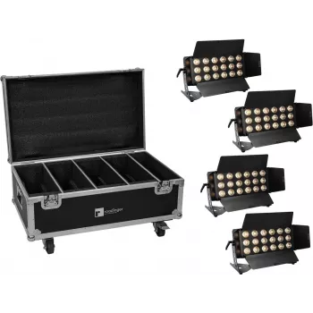 Eurolite set de 4x LED CLS-18 QCL RGB/WW 18x7 W con flightcase con ruedas