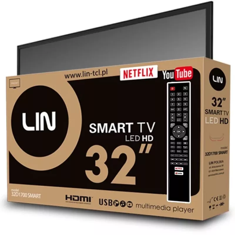 LIN 32D1700 SMART televisor inteligente de 32 pulgadas (81,3 cm), HD Ready, DVB-T2