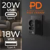 Regleta de enchufes MACLEAN MCE249 F/B – 2 tomas AC (16A + 6A) con 2×USB-A y 2×USB-C PD 20W, conector EU, negro