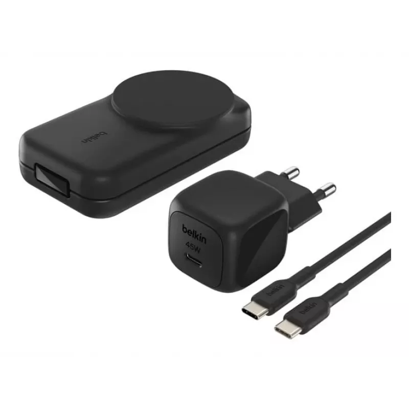 Belkin UltraCharge soporte de carga inalámbrica plegable 3 en 1 Qi2 de 25 W, negro (WIZ036KQBK)