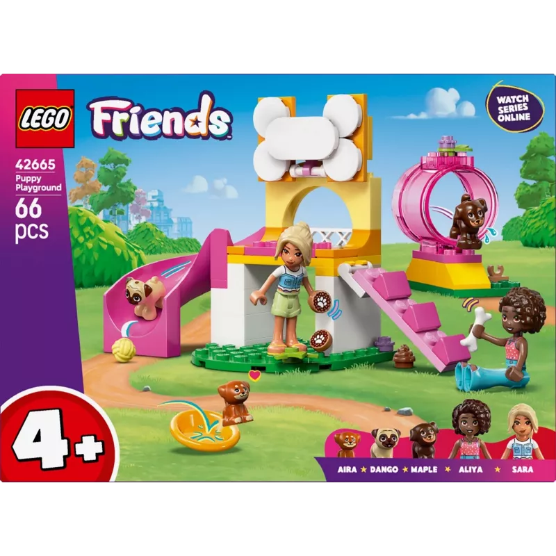 Juguete de construcción LEGO Friends Parque de juegos para cachorros Set 42665, 66 piezas, 2 minifiguras, edad 4+