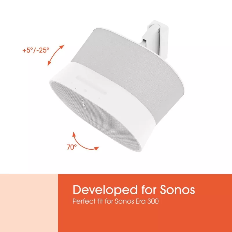 Soporte de pared Vogels | Soporte de pared para altavoz para Sonos Era 300 | Inclinable, orientable | Capacidad de carga máxima 7 kg | Blanco