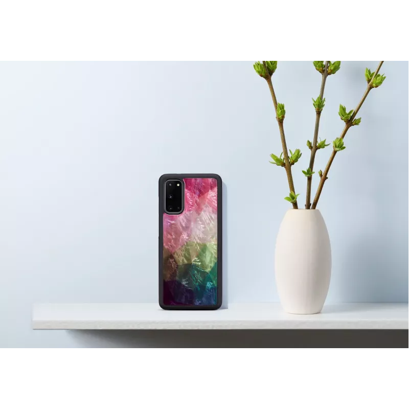 Funda protectora iKins para Samsung Galaxy S20 – estampado de flores acuáticas, negro
