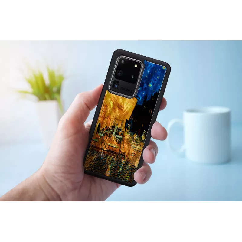Funda para móvil iKins para Samsung Galaxy S20 Ultra — negra, modelo 'Cafe Terrace'