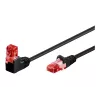 Cable de red Goobay CAT 6 1x 90° en ángulo, U/UTP, negro, 1 m - pestaña arriba, mezcla de cobre CCA (51515)
