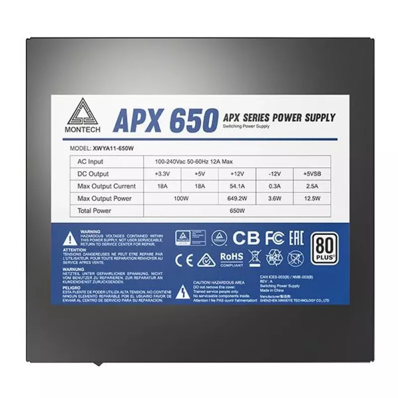 Montech APX650 fuente de alimentación 650 W 20+4 pin ATX ATX negro