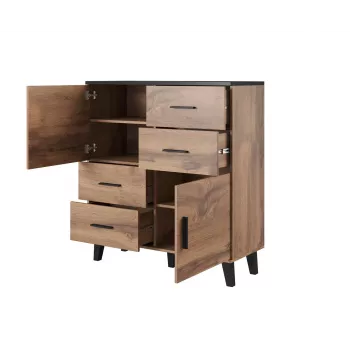 Aparador Cama LOTTA 110 2D4S roble wotan/negro mate