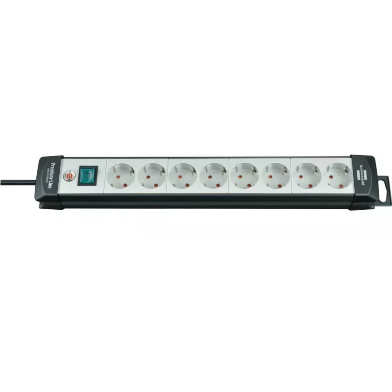 Brennenstuhl Premium-Line regleta de enchufes 8 tomas negra/gris claro, cable de 5 m H05VV-F 3G1,5, con interruptor, barra