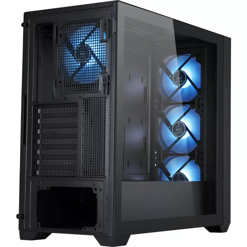 Caja PC Silentware Flow 110 A-RGB negra — caja mid-tower, panel lateral de cristal templado