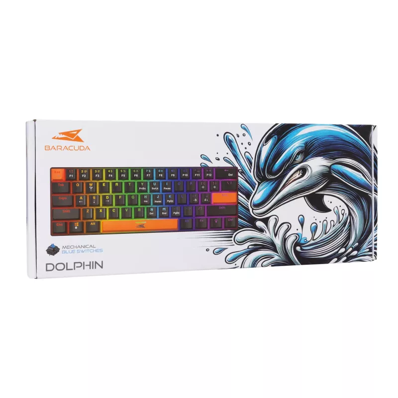 Teclado mecánico Baracuda Dolphin negro distribución US con switches Blue