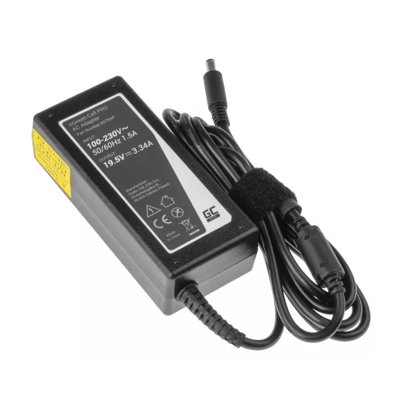 Fuente de alimentación Green Cell AD75AP 65W 19,5V 3,34A para portátiles Dell, interior, negro