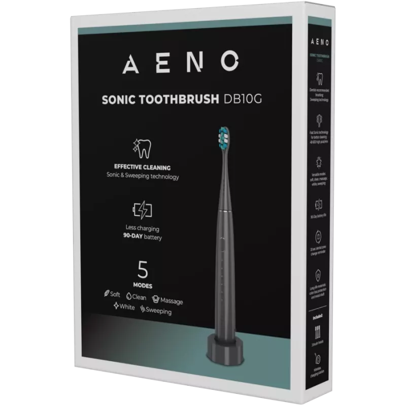 Cepillo de dientes eléctrico, Gris, 3 cabezales de cepillo, 1400mAh, funciones: suave, limpieza, masaje, blanco, barrido