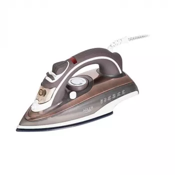 Adler AD 5030 plancha de vapor, 3000 W, suela de cerámica, depósito de agua de 0,31 l, vapor continuo de 20 g/min, vapor vertical, antical, marrón