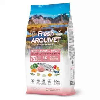 Comida semihúmeda seca para perros ARQUIVET Fresh salmón con pavo 10 kg — alimento completo para perros adultos, 27 % proteína, 17 % grasa