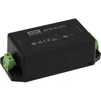 MEAN WELL MPM-45-5ST Fuente de alimentación, para interior, 45 W, negro