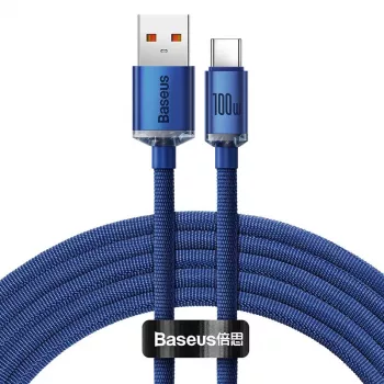 Baseus Crystal Shine Cable USB a USB-C, 100W, 2m (azul)