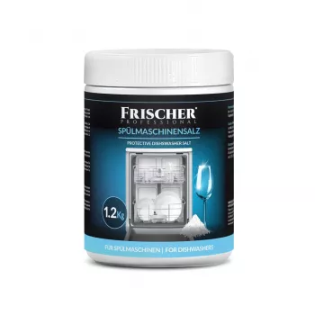 Sal especial para lavavajillas FRISCHER FR00101_1200, 1,2 kg, sal ablandadora de agua en envase de plástico