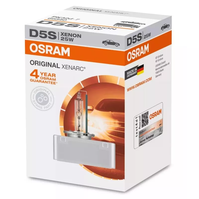 Lámpara de faro de xenón Osram Xenarc Original D5S 25W, envase individual