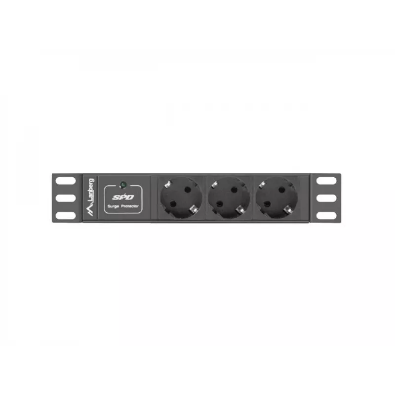 Lanberg PDU-03F-0200-BK unidad de distribución de energía (PDU) 1U negra 3 salidas AC (PDU-03E-0200-IEC-BK)