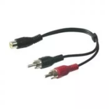 Wentronic Goobay cable adaptador RCA, negro, 0,2 m - conector RCA hembra > 2 conectores RCA macho (audio izquierda/derecha) (50008)