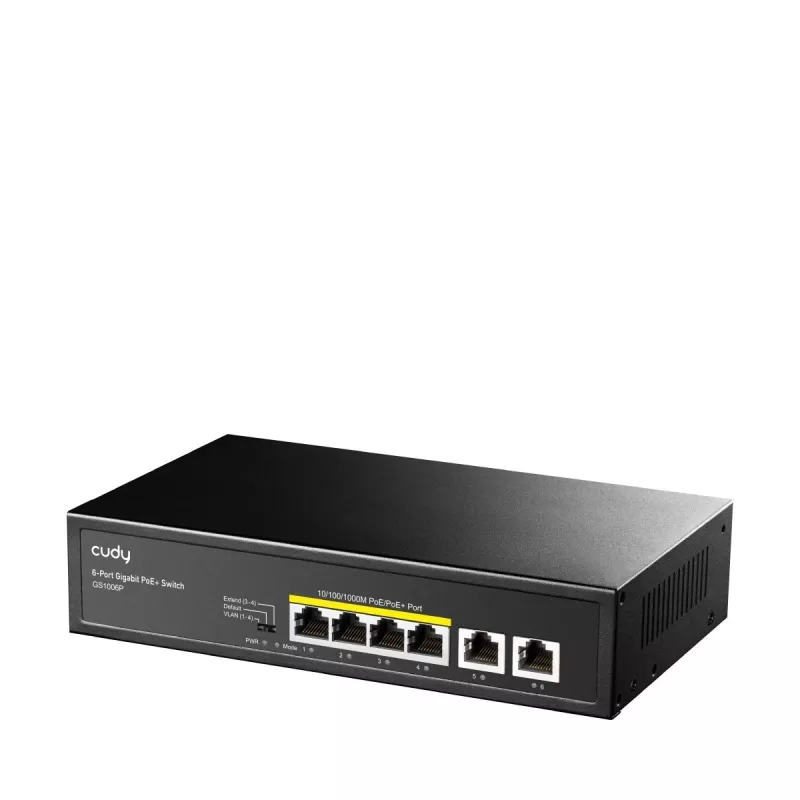 Switch de red Cudy GS1006P no gestionado Gigabit Ethernet 6 puertos PoE, 12 Gbit/s, 2048 MAC, negro