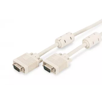 Cable de conexión de monitor VGA DIGITUS AK-310103-100-E — HD15(M) a HD15(M), 10 m, 3Coax+7 hilos, beige