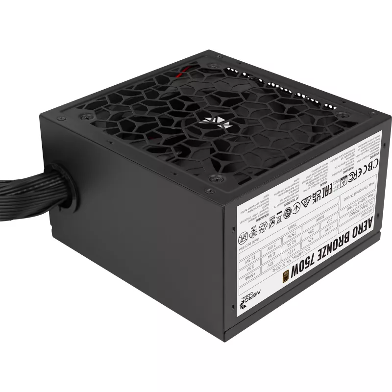 Aerocool AERO BRONZE 750W V2 fuente de alimentación ATX ACPB-AR75AEC.12, 80 PLUS Bronze, PFC activo, negra