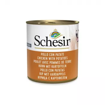 Alimento húmedo para perros Agras Pet Foods Schesir pollo con patatas en gelatina 285 g, perros adultos, sin gluten ni soja