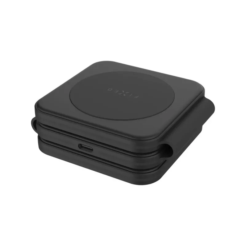 Cargador inalámbrico plegable FIXED FIXFLE-SA-BK 3 en 1 para Samsung — cargador portátil compacto para teléfono, auriculares y wearables