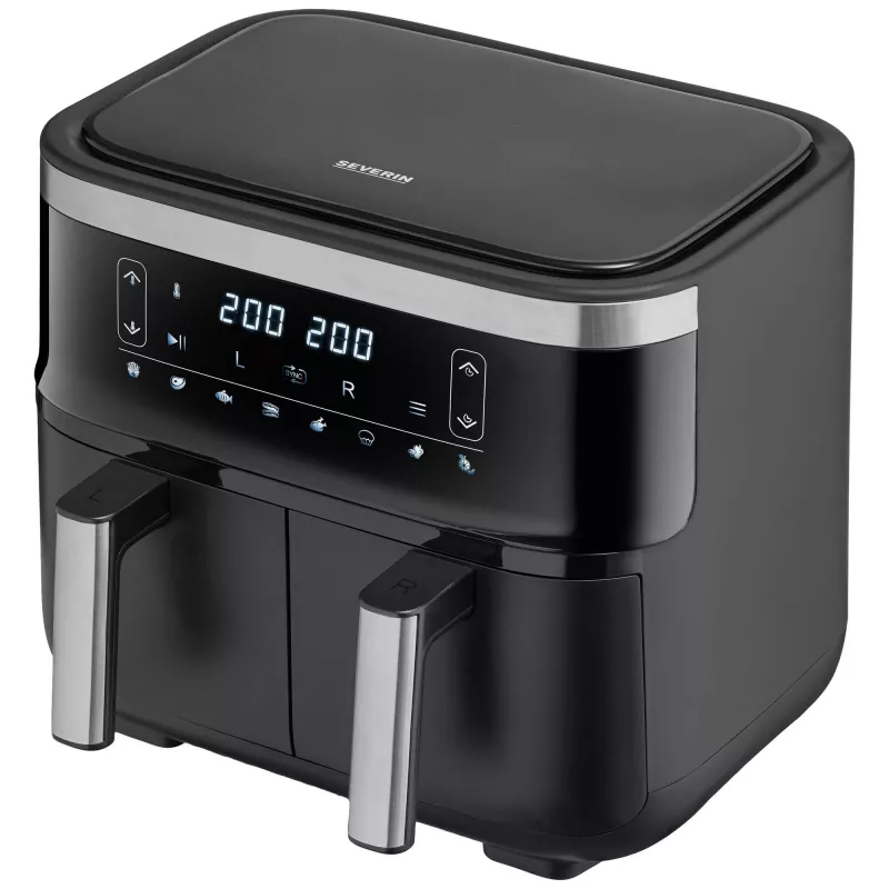 Freidora de aire Severin FR 2453 Double 3,25 L 2850 W negro plata