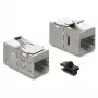 Delock 90757 acoplador de módulo Keystone RJ45 hembra a RJ45 hembra, Cat.6A, apantallado, con pestillo metálico y clip