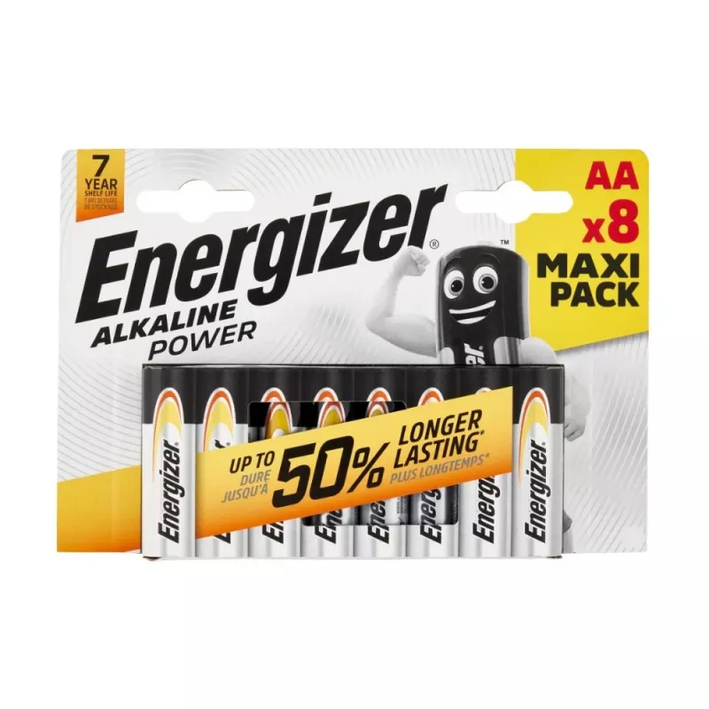 Energizer Alkaline Power Pilas AA/LR6, pack de 8 (CHP8)