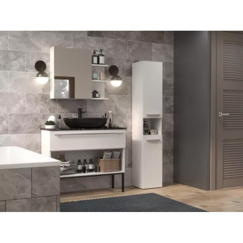 Armario de baño NEL III 31x30x174 cm, blanco mate