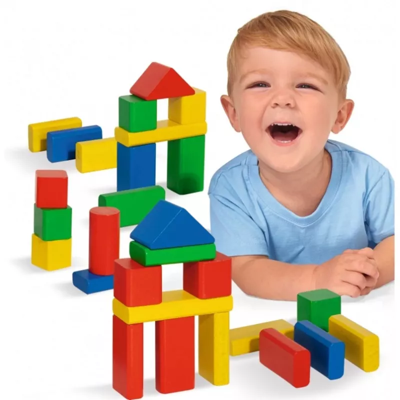 Eichhorn bloques de construcción de madera multicolor 50, juguete de construcción