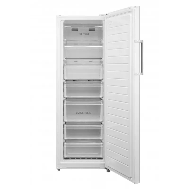 Arcón congelador Midea MDRU333FZE01E — clase energética E, 238 L netos, 172,2 cm de altura, No Frost, indicador, independiente, blanco