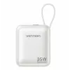 Vention FHEN0 Power bank, 10000 mAh, 35 W, cable USB-C integrado, beige