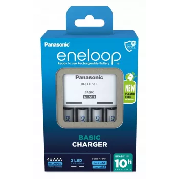 Cargador de baterías PANASONIC Eneloop Basic BQ-CC51 + 4x AAA 800 mAh (K-KJ51MCD04E)