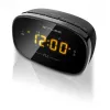 Muse M-150CR radiodespertador, PLL FM, pantalla LED ámbar con regulador de brillo, alarma (radio/zumbador), 230 V con batería de respaldo 2x AAA, negro